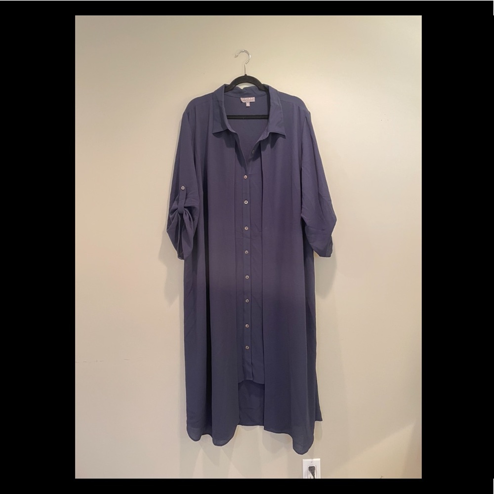 Navy Blue Laura Plus Dress with attached Cover